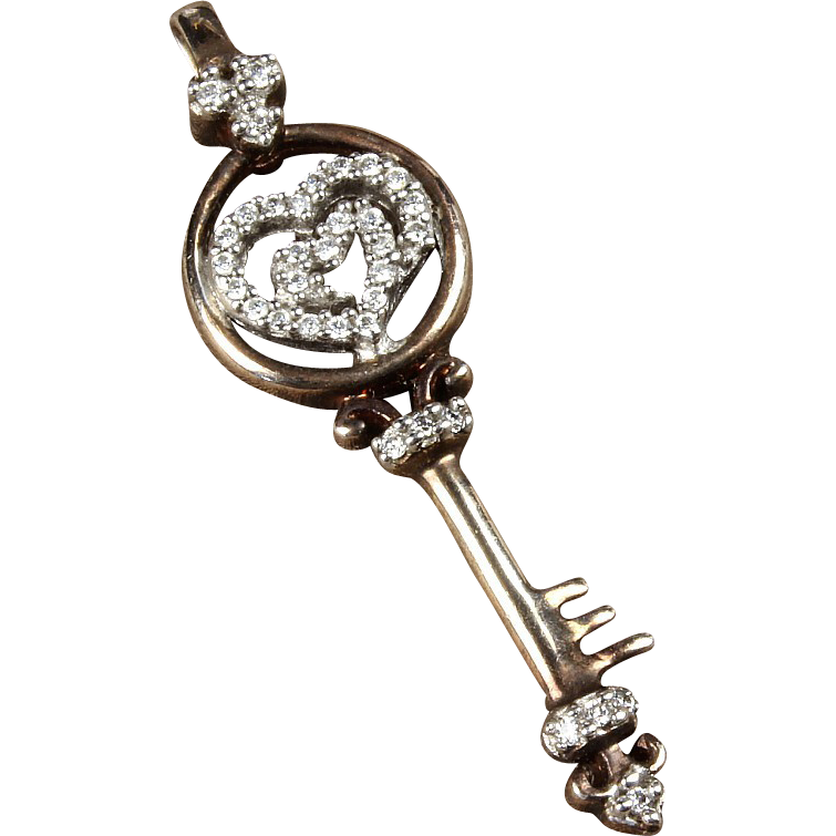 14k Diamond Key Pendant From Goodbee On Ruby Lane