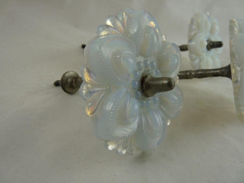 Vintage Pressed Opalescent Glass Curtain Tiebacks from ornaments on Ruby Lane
