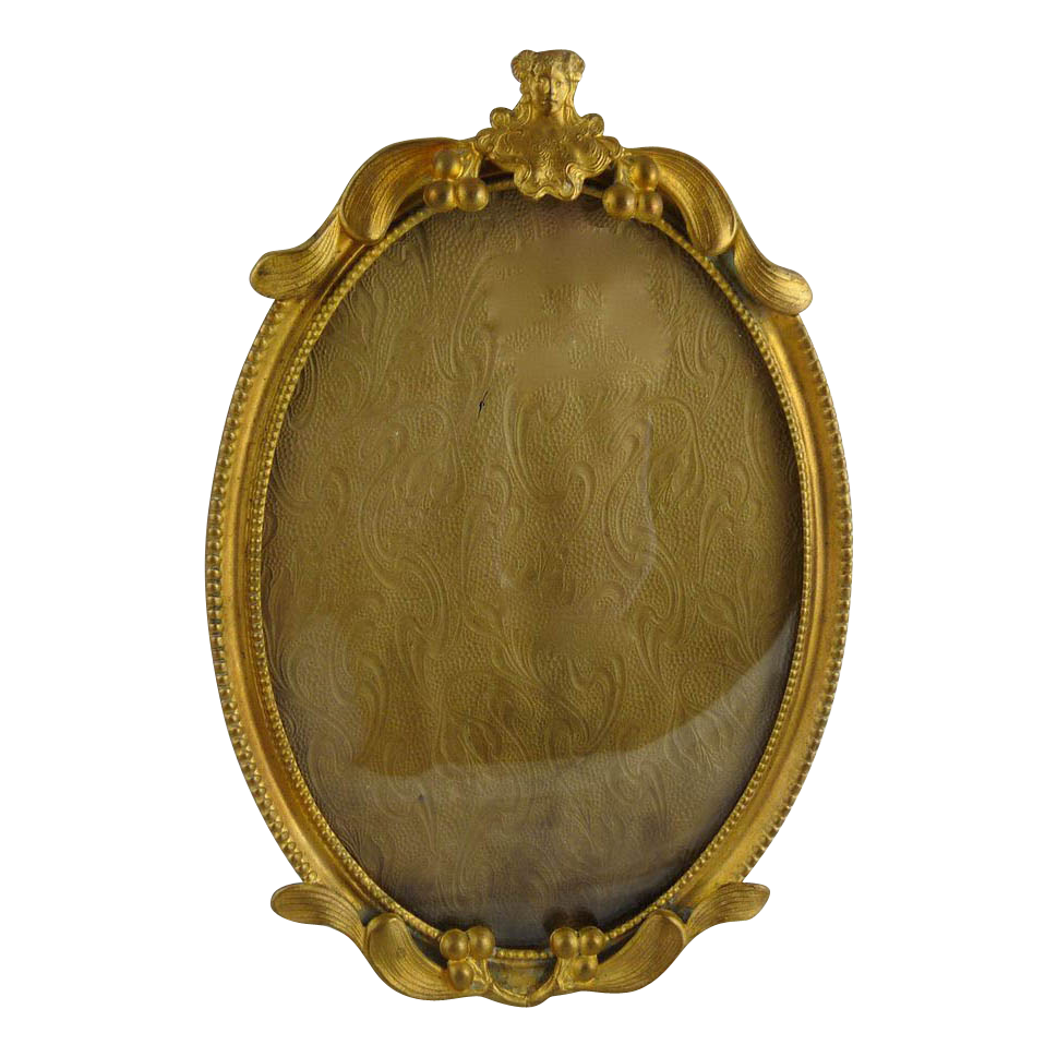 Art Nouveau Gilt Brass Frame Oval from ornaments on Ruby Lane