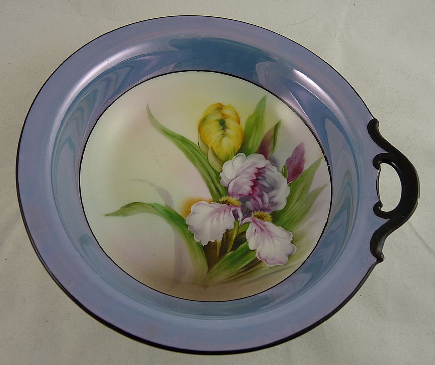 Gorgeous Noritake Lusterware Hand Painted Bowl - Iris and Tulip Gorgeous Noritake Lusterware Hand Painted Bowl - Iris and Tulip