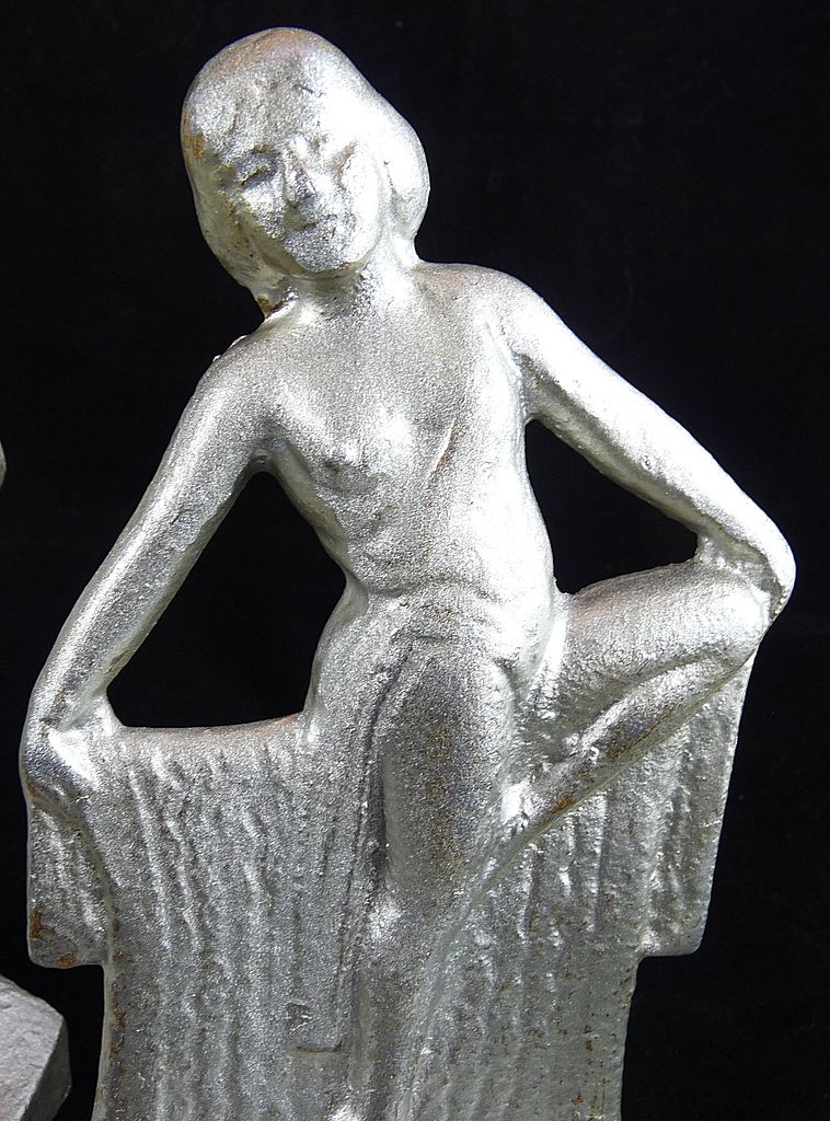 Art Deco Cast Iron Bookends Nude Figure Tapestry Dancer Art Deco Cast Iron Bookends Nude Figure Tapestry Dancer