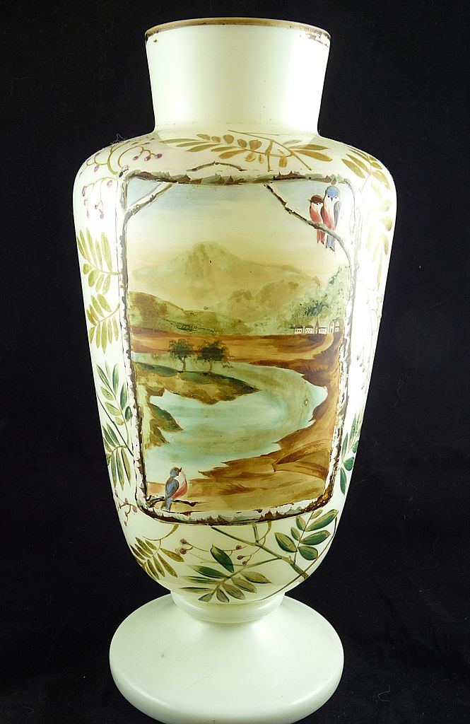 Victorian Hand Painted Bristol Glass Vase From Ornaments On Ruby Lane