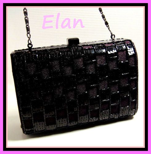 Elan Black Beaded and Sequined Evening Purse Elan Black Beaded and Sequined Evening Purse