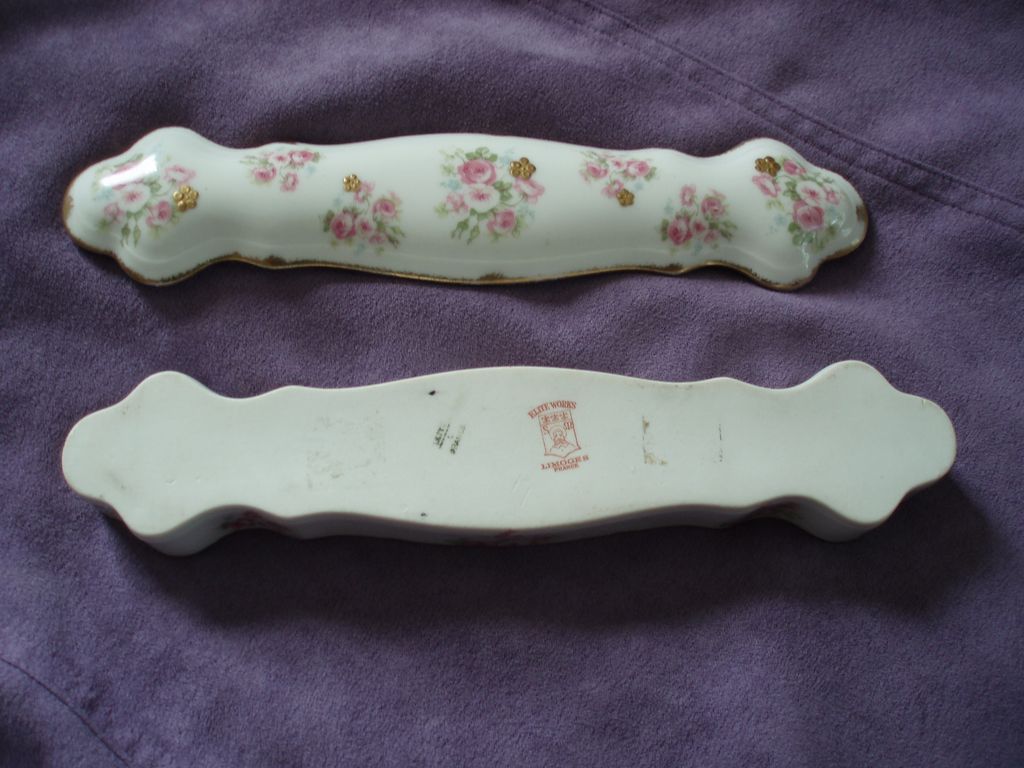 Antique French Limoges Porcelain Fan Box With Roses Antique French Limoges Porcelain Fan Box With Roses