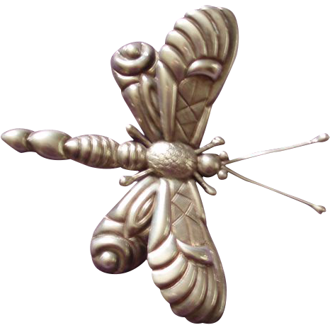 Vintage Mexican Sterling Silver Butterfly Bug Pin Brooch, Large Size! Vintage Mexican Sterling Silver Butterfly Bug Pin Brooch, Large Size!