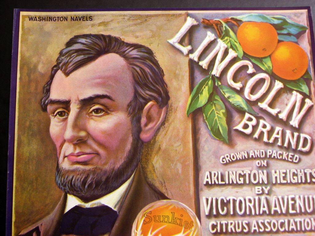 ~Lincoln~Orange crate Ad label 1930 ~Original~ Unused Mint ~Lincoln~Orange crate Ad label 1930 ~Original~ Unused Mint