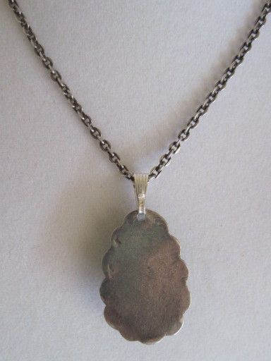 Old Navajo big drop turquoise pendant coin silver necklace Old Navajo big drop turquoise pendant coin silver necklace