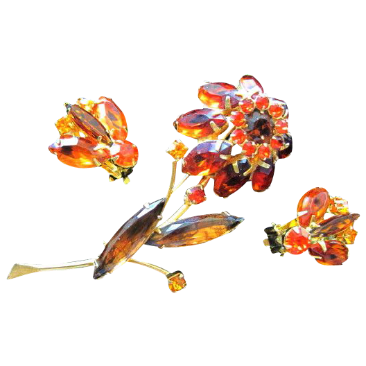 Adorable Brilliant brooch and earring set flowers& bugs for spring Adorable Brilliant brooch and earring set flowers& bugs for spring