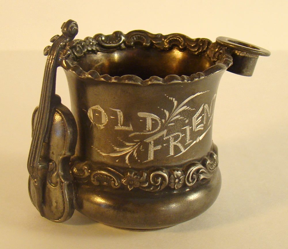 Silver Plated Toothpick Holder with Cello and Top Hat - 1880's Silver Plated Toothpick Holder with Cello and Top Hat - 1880's