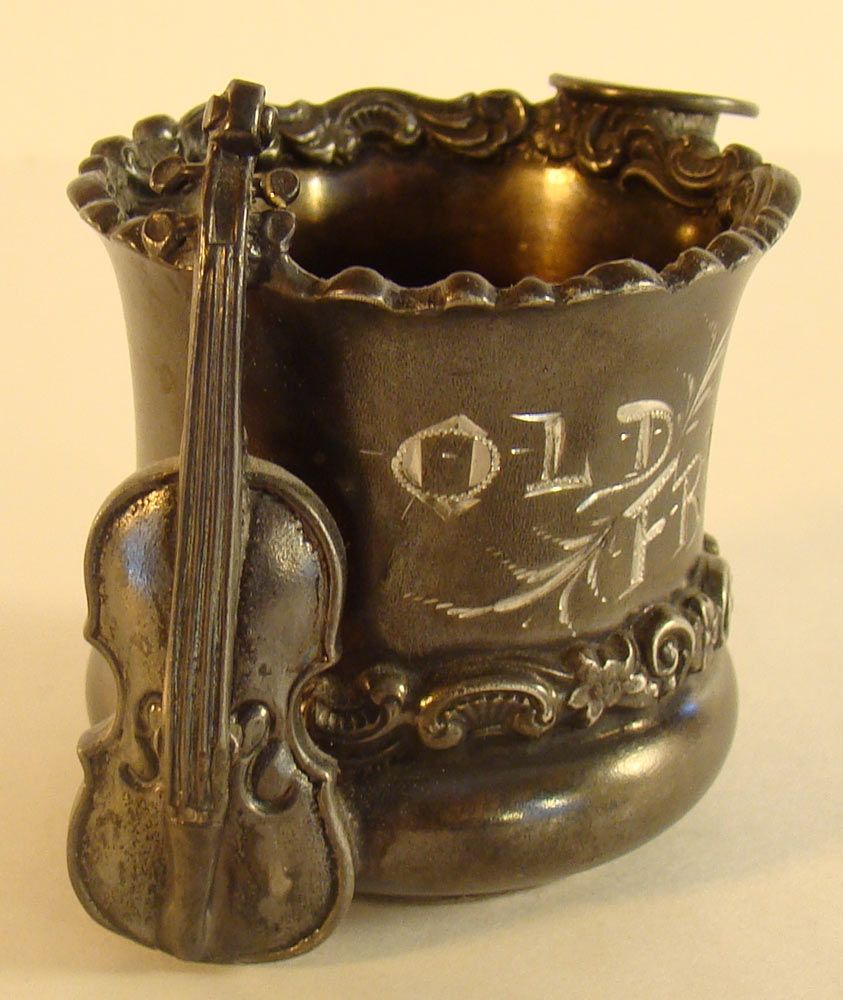 Silver Plated Toothpick Holder with Cello and Top Hat - 1880's Silver Plated Toothpick Holder with Cello and Top Hat - 1880's