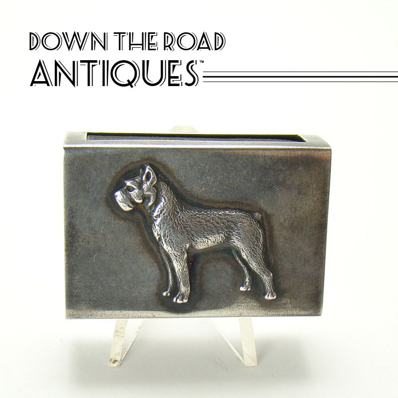 Sterling Match Safe with Applied Cast Figural Dog - George Henckel & Co. - 1910 Sterling Match Safe with Applied Cast Figural Dog - George Henckel & Co. - 1910