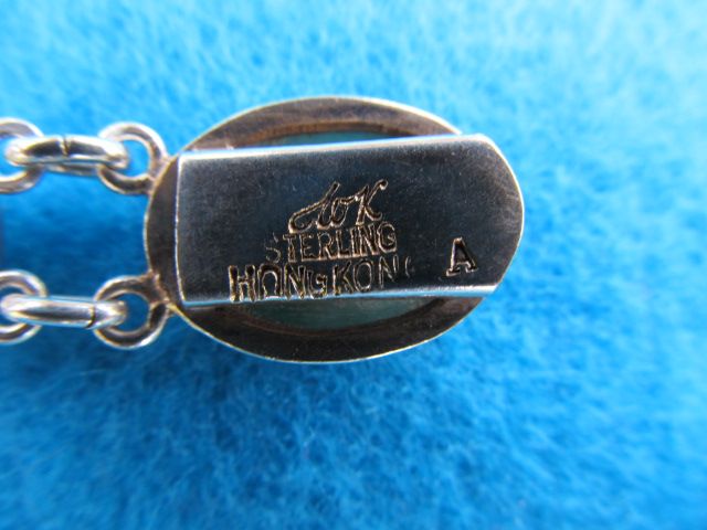 Signed Sterling Jade Cabochon Bracelet Signed Sterling Jade Cabochon Bracelet