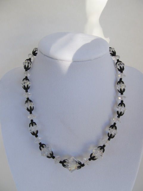 Signed Laguna Clear Crystal Choker/Necklace With Black Accents Signed Laguna Clear Crystal Choker/Necklace With Black Accents