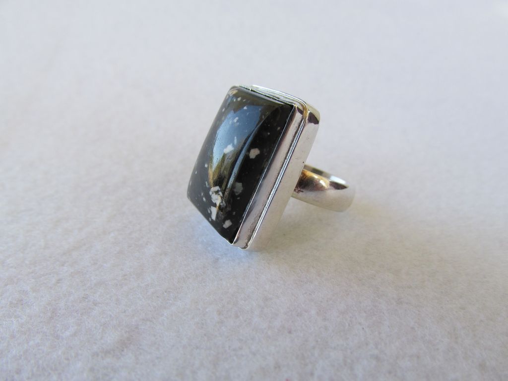 Sterling Black and White Jasper Stone Ring Sterling Black and White Jasper Stone Ring