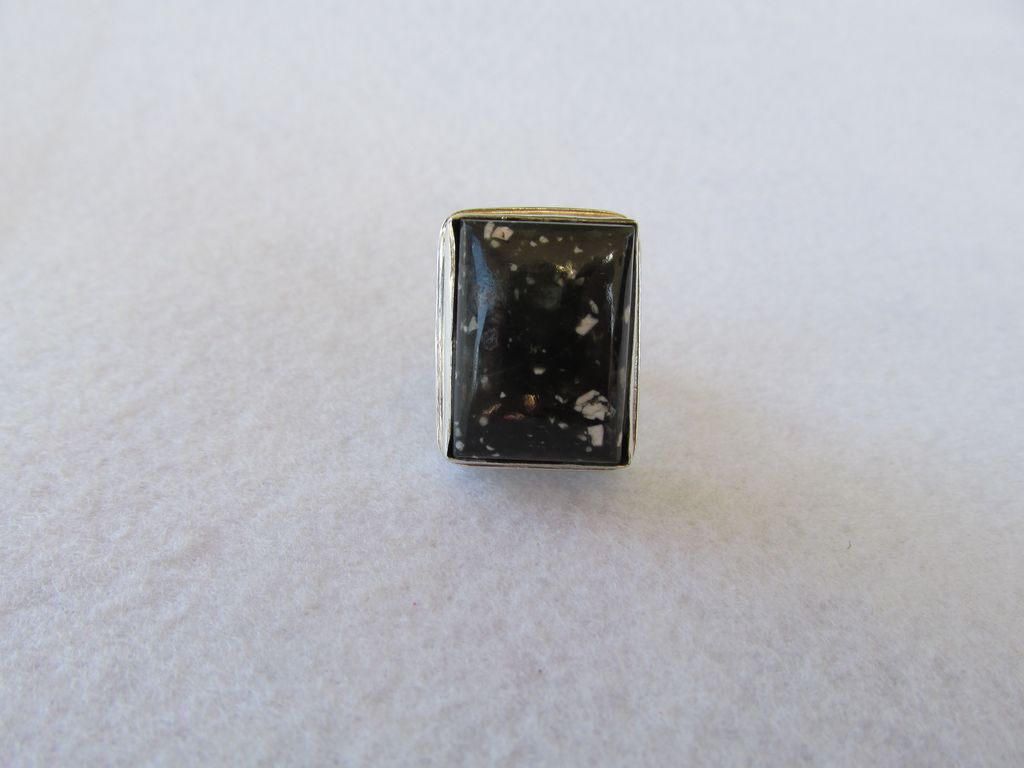 Sterling Black and White Jasper Stone Ring Sterling Black and White Jasper Stone Ring