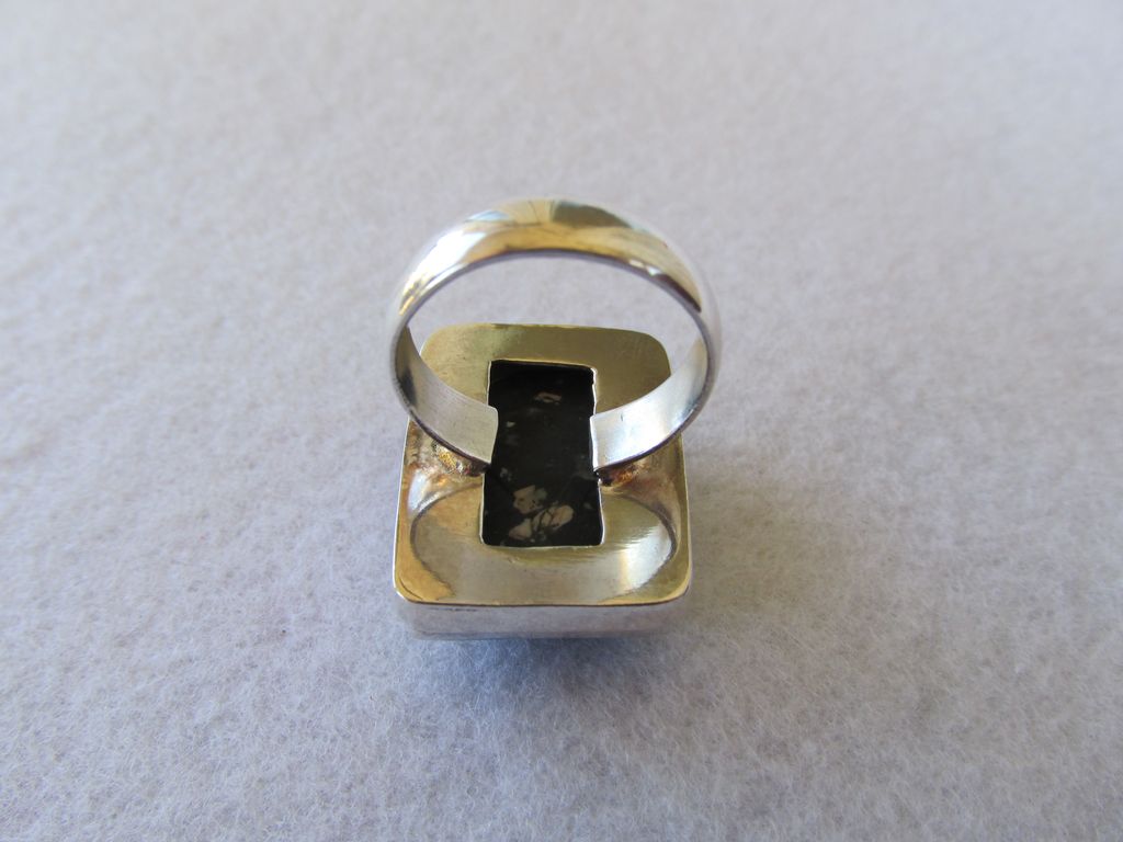 Sterling Black and White Jasper Stone Ring Sterling Black and White Jasper Stone Ring