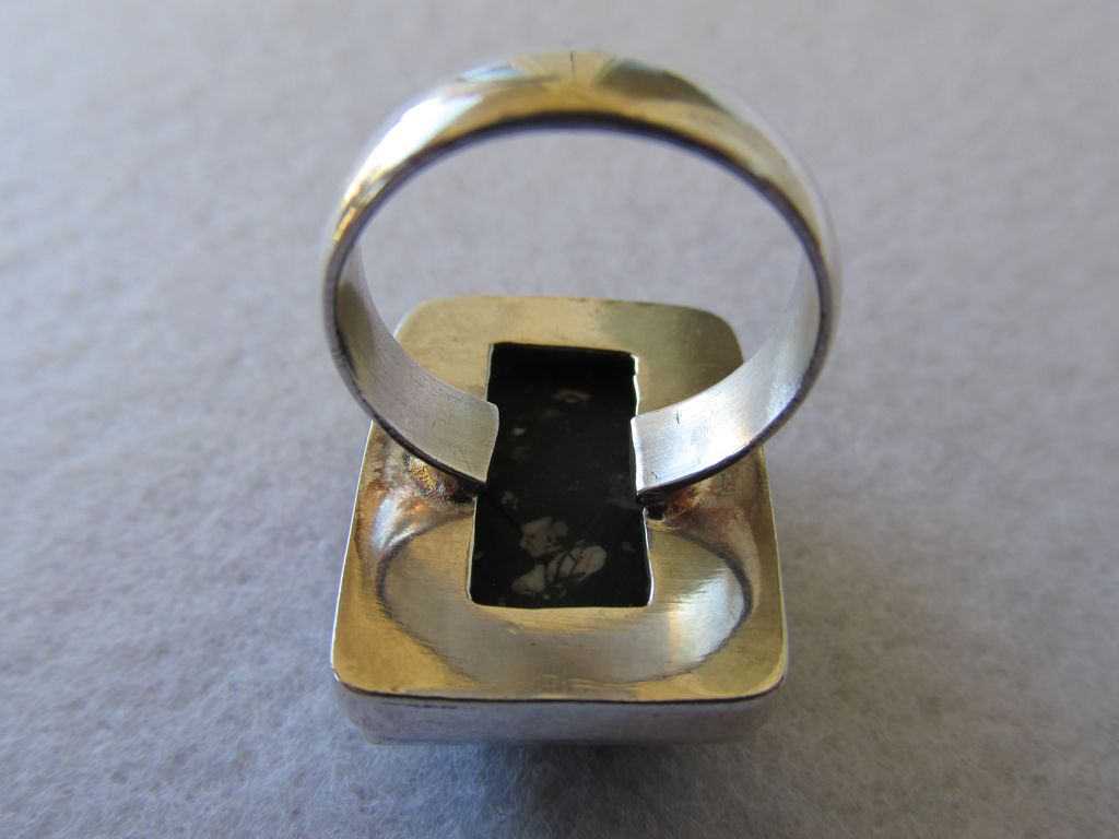 Sterling Black and White Jasper Stone Ring Sterling Black and White Jasper Stone Ring