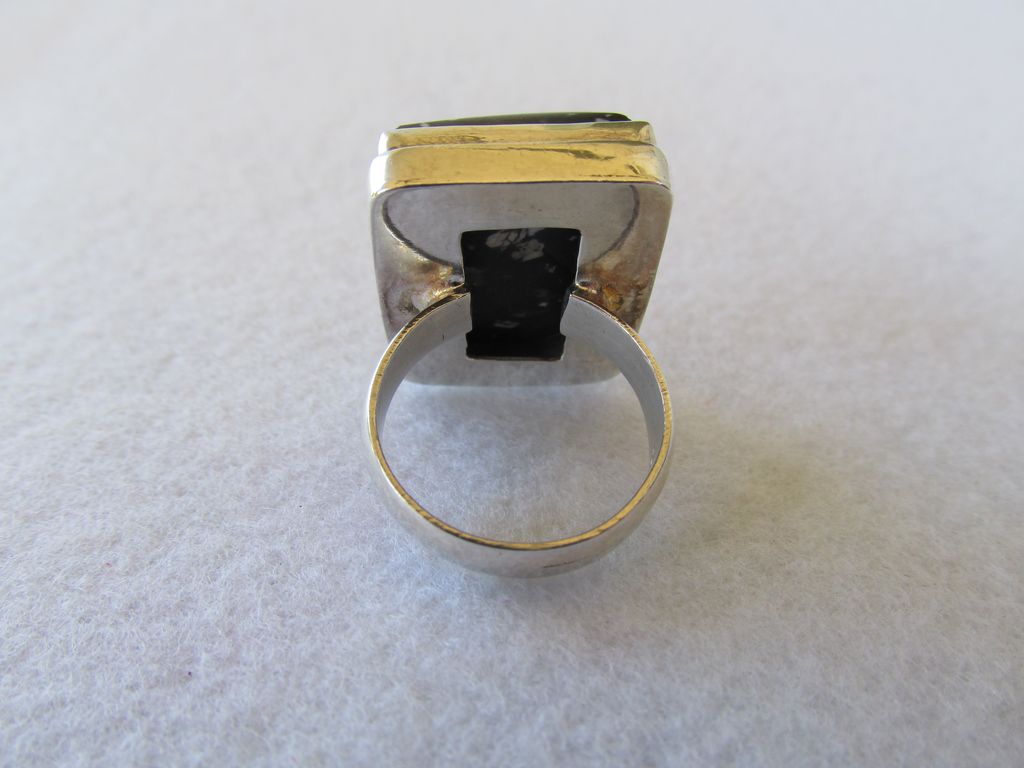 Sterling Black and White Jasper Stone Ring Sterling Black and White Jasper Stone Ring