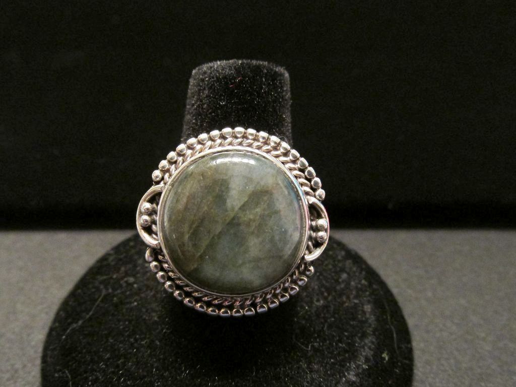 Large Sterling Cabochon Labradorite Ring Large Sterling Cabochon Labradorite Ring