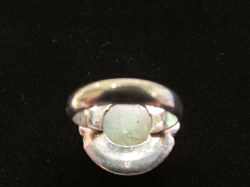 Large Sterling Cabochon Labradorite Ring Large Sterling Cabochon Labradorite Ring