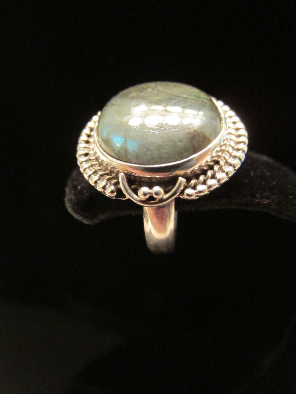 Large Sterling Cabochon Labradorite Ring Large Sterling Cabochon Labradorite Ring