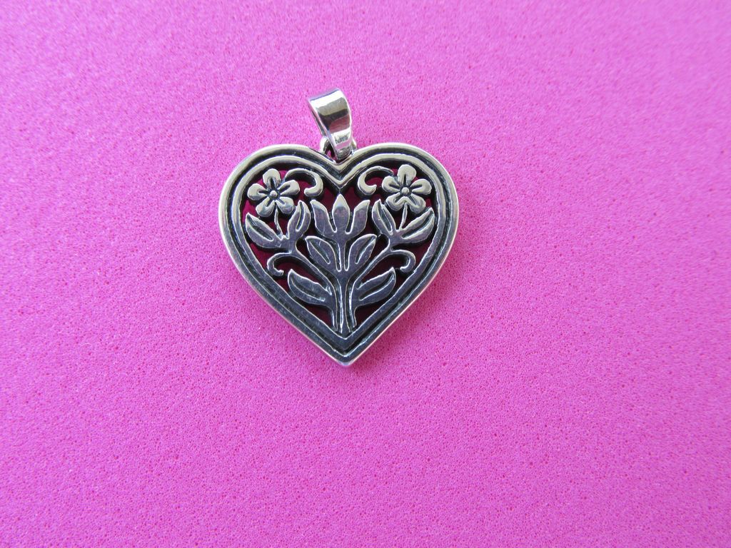 James Avery Sterling Heart Pendant with Flowers James Avery Sterling Heart Pendant with Flowers