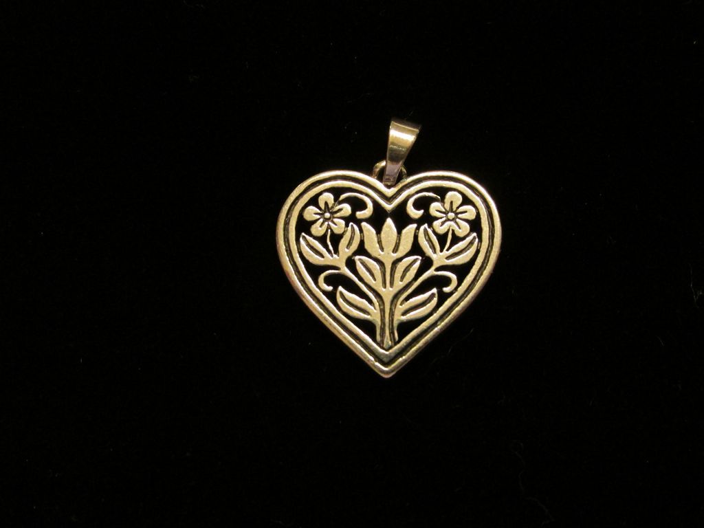 James Avery Sterling Heart Pendant with Flowers James Avery Sterling Heart Pendant with Flowers