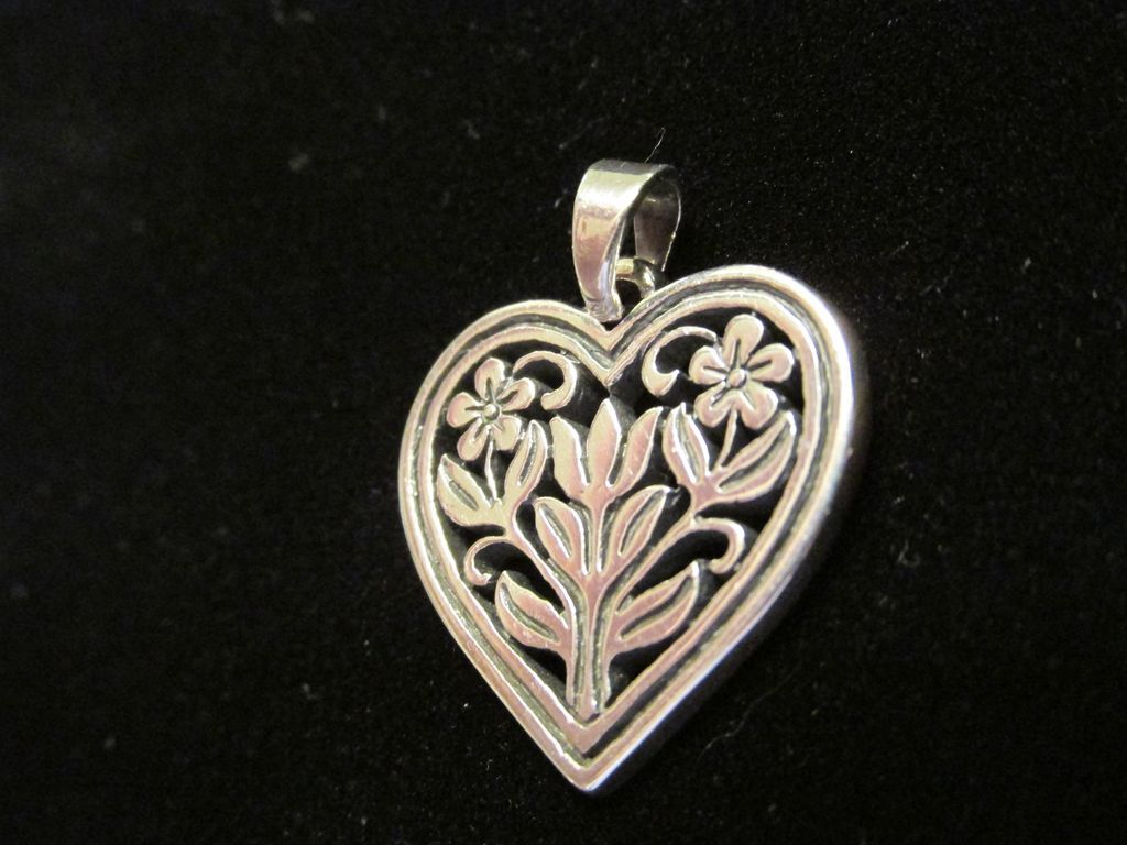 James Avery Sterling Heart Pendant with Flowers James Avery Sterling Heart Pendant with Flowers