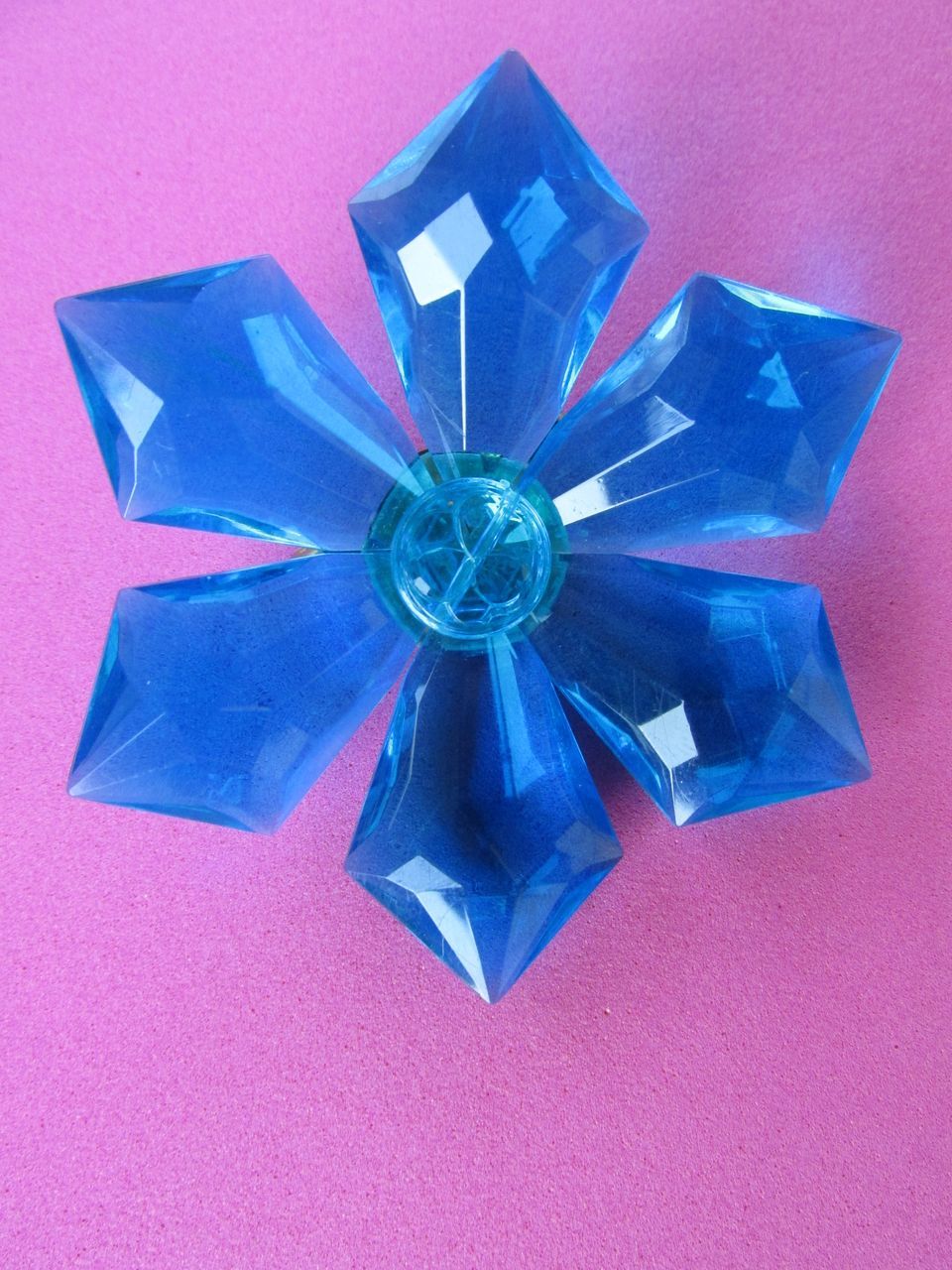 West Germany Blue Plastic Flower Brooch Pin West Germany Blue Plastic Flower Brooch Pin