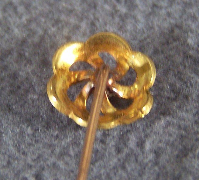 Vintage 14K Yellow Gold Diamond Cultured Pearl Stick Pin w/ Box Vintage 14K Yellow Gold Diamond Cultured Pearl Stick Pin w/ Box