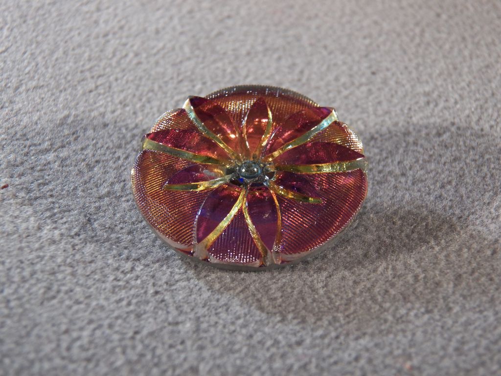 Vintage Czech. Mercury Glass with Lustre Button, A Must have for the Button Collector!~~ Vintage Czech. Mercury Glass with Lustre Button, A Must have for the Button Collector!~~