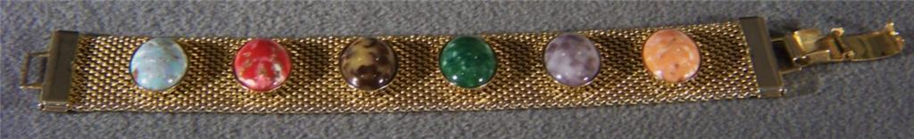 Vintage Yellow Gold Tone Mesh Woven Multi Faux Stone Bracelet Sarah Coventry Vintage Yellow Gold Tone Mesh Woven Multi Faux Stone Bracelet Sarah Coventry