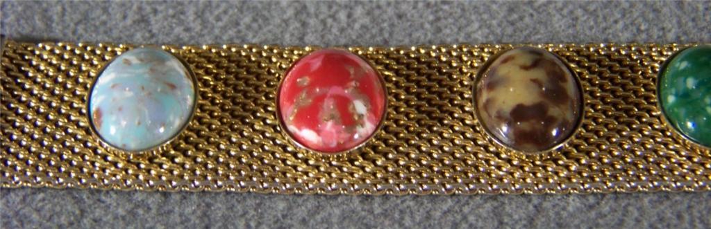 Vintage Yellow Gold Tone Mesh Woven Multi Faux Stone Bracelet Sarah Coventry Vintage Yellow Gold Tone Mesh Woven Multi Faux Stone Bracelet Sarah Coventry