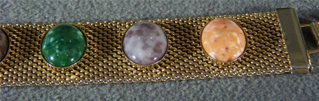 Vintage Yellow Gold Tone Mesh Woven Multi Faux Stone Bracelet Sarah Coventry Vintage Yellow Gold Tone Mesh Woven Multi Faux Stone Bracelet Sarah Coventry
