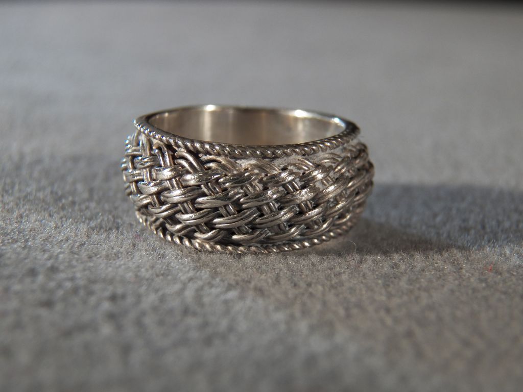 Vintage Sterling Silver Domed Wide Fancy Twisted Braided Etched Scrolled Bold Wedding Eternity Band Ring, Size 6.5 Vintage Sterling Silver Domed Wide Fancy Twisted Braided Etched Scrolled Bold Wedding Eternity Band Ring, Size 6.5