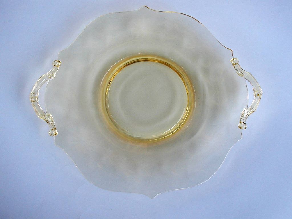 Lancaster Jubilee Plate Glass Depression Sandwich Yellow Lancaster Jubilee Plate Glass Depression Sandwich Yellow