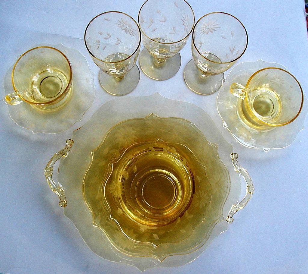 Lancaster Jubilee Plate Glass Depression Sandwich Yellow Lancaster Jubilee Plate Glass Depression Sandwich Yellow