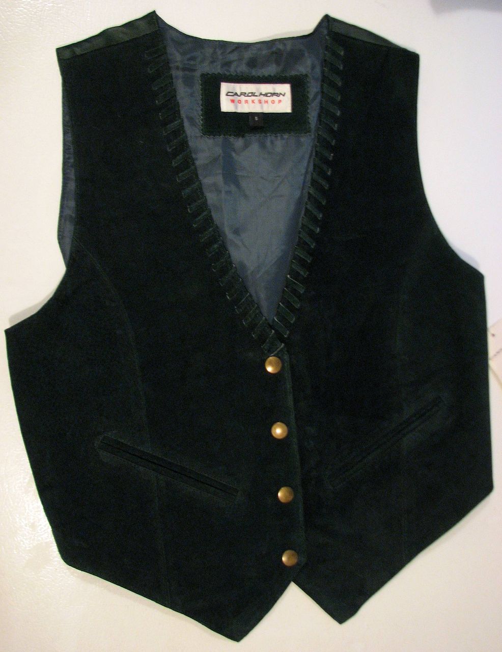 Vest Green Leather Carol Horn Vintage Tags Deadstock Vest Green Leather Carol Horn Vintage Tags Deadstock