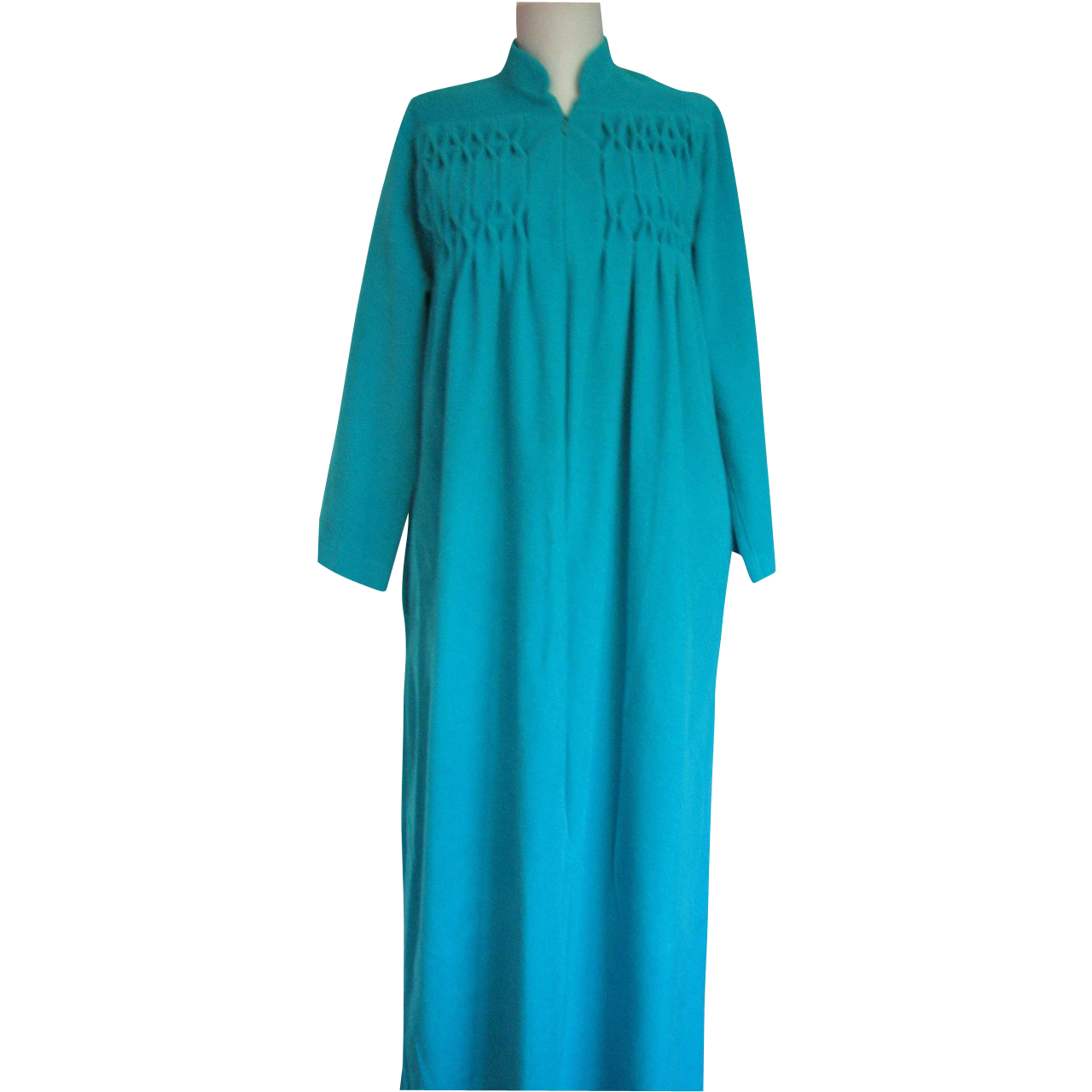Robe Kayser Aqua Velour Robe Lingerie Smocked Robe Kayser Aqua Velour Robe Lingerie Smocked