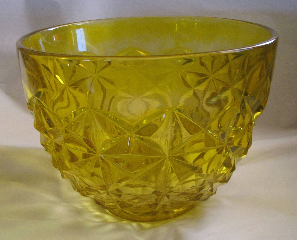 Bowl Indiana Glass Monticello Yellow Mist Comport Bowl Indiana Glass Monticello Yellow Mist Comport