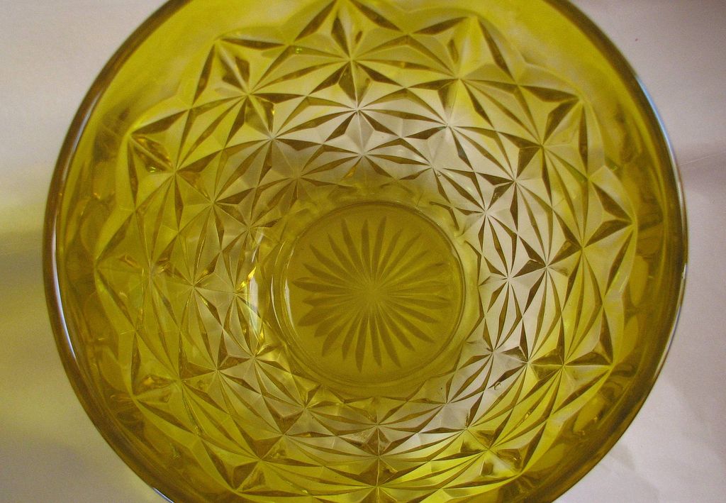 Bowl Indiana Glass Monticello Yellow Mist Comport Bowl Indiana Glass Monticello Yellow Mist Comport