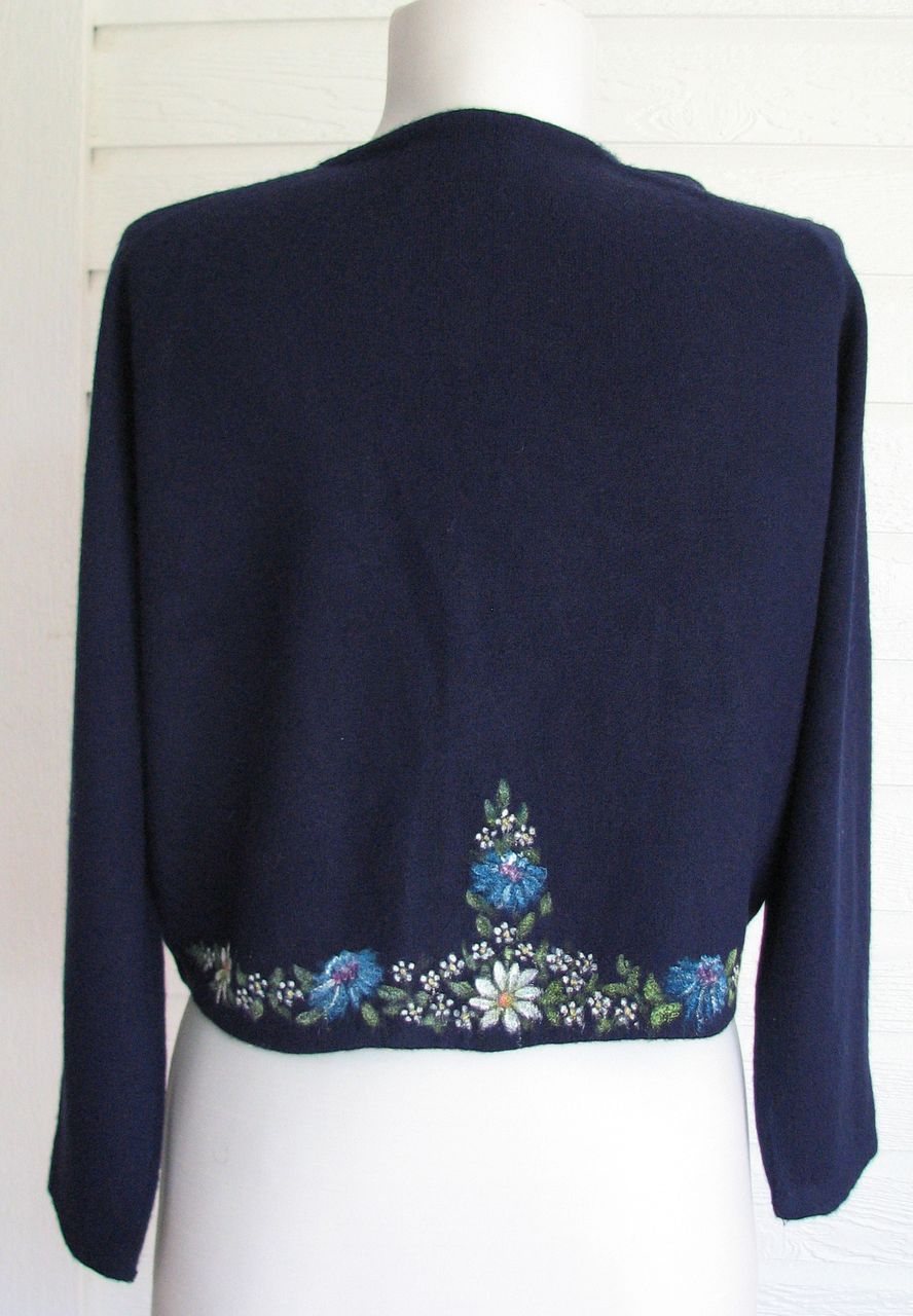 1960s Cardigan Sweater Talbott Set Handpainted Flowers 1960s Cardigan Sweater Talbott Set Handpainted Flowers