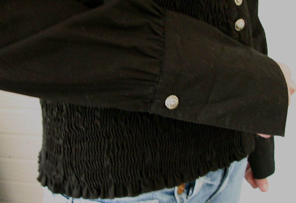 Pierre Cardin Blouse Poet Smocked Black Romantic Pierre Cardin Blouse Poet Smocked Black Romantic