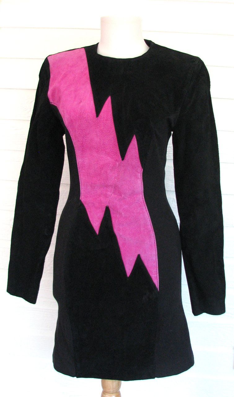Vintage Dress Wilson 1980s Lightning Bolt Leather Suede from gracefulantiques on Ruby Lane :  suede vintage dress wilson 1980s lightning bolt leather suede 1980s