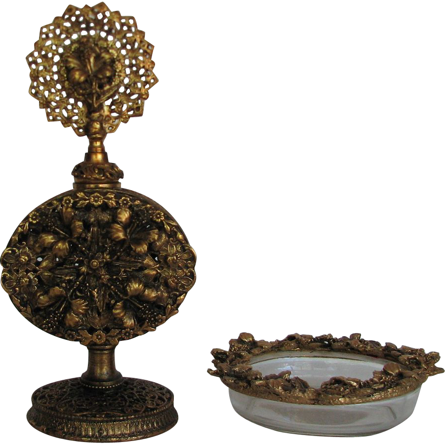 Bottle Perfume Gresco Filigree Hibiscus Iris Vanity Floral Bottle Perfume Gresco Filigree Hibiscus Iris Vanity Floral