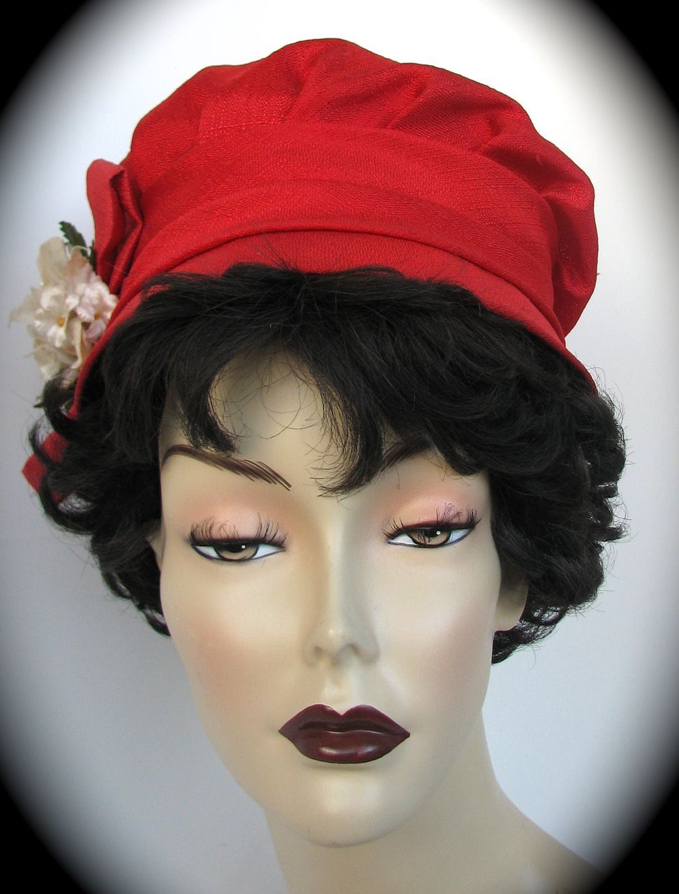 Hat Red Flower Linen Hat Red Flower Linen