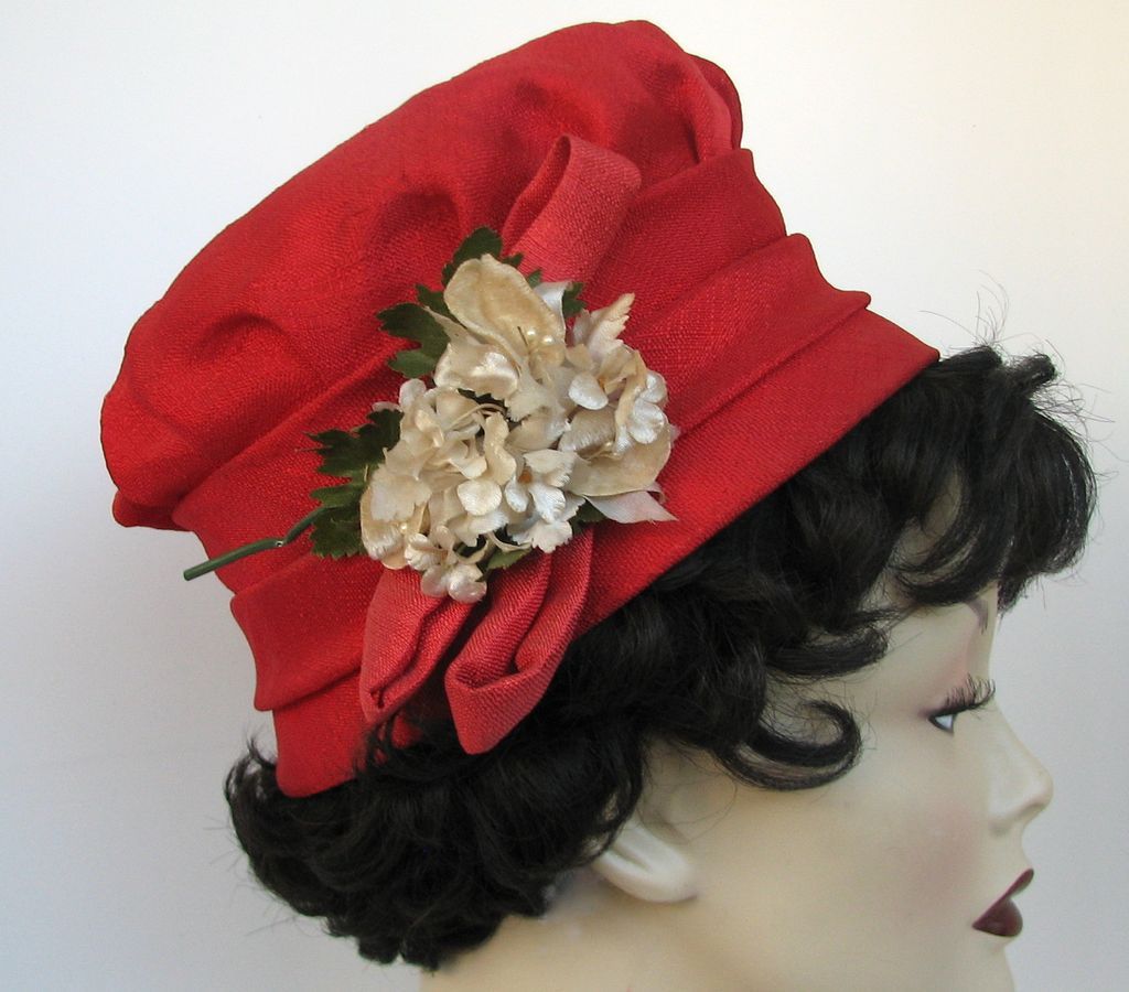 Hat Red Flower Linen Hat Red Flower Linen