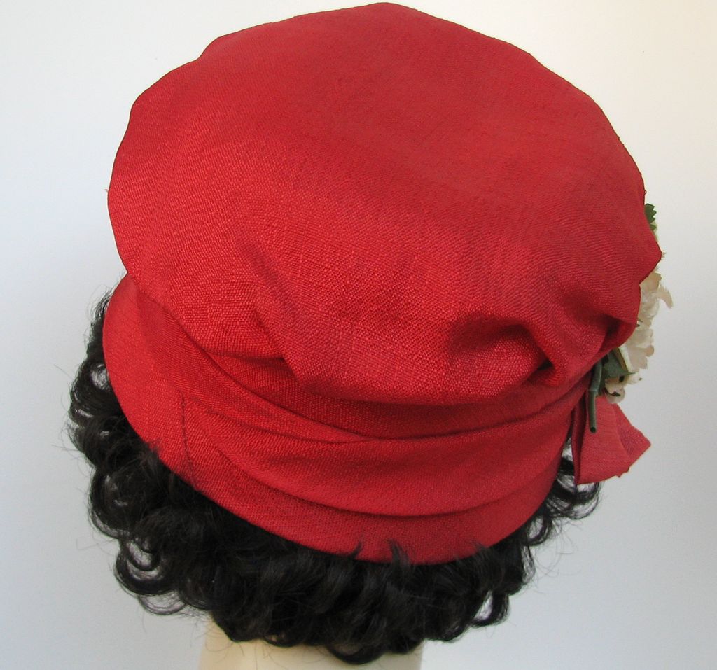 Hat Red Flower Linen Hat Red Flower Linen