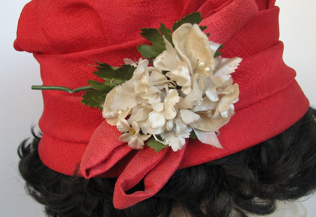 Hat Red Flower Linen Hat Red Flower Linen