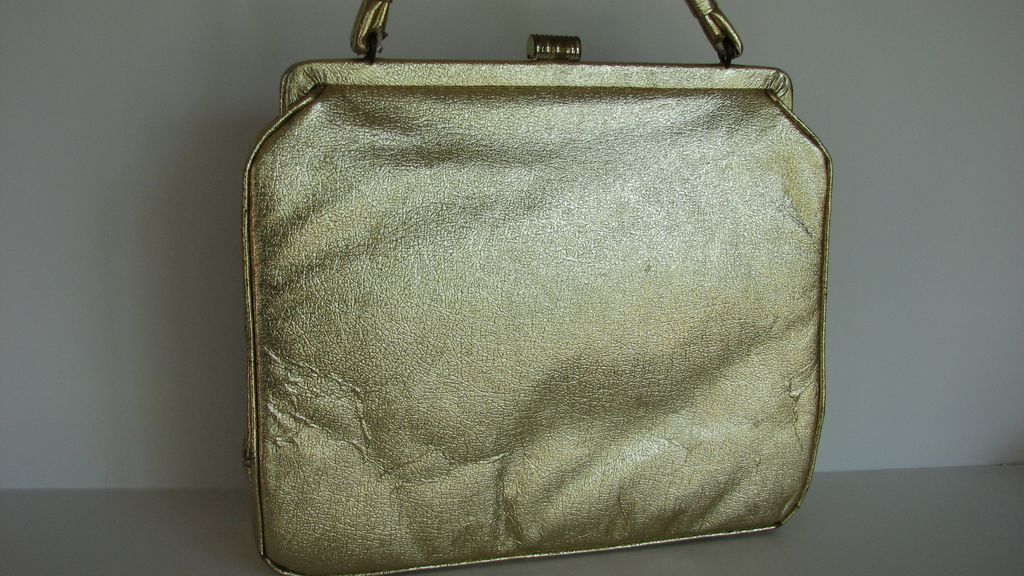 Purse Tapestry Lilies Large Gold Vinyl Kelly Purse Tapestry Lilies Large Gold Vinyl Kelly